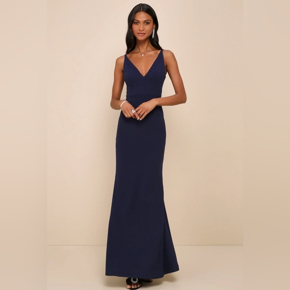 Lulus Melora Navy Blue Sleeveless Maxi Dress Size Lg - Picture 2 of 3